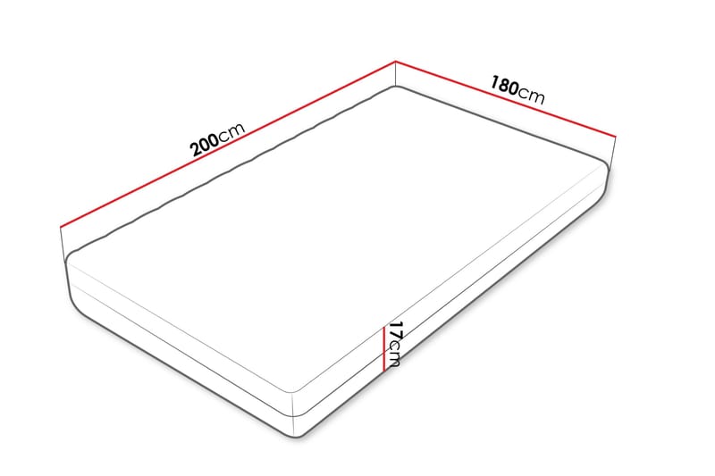 Unona Foam Patja 200x180 cm - Musta - Huonekalut - Sänky - Patja - Vaahtomuovipatja