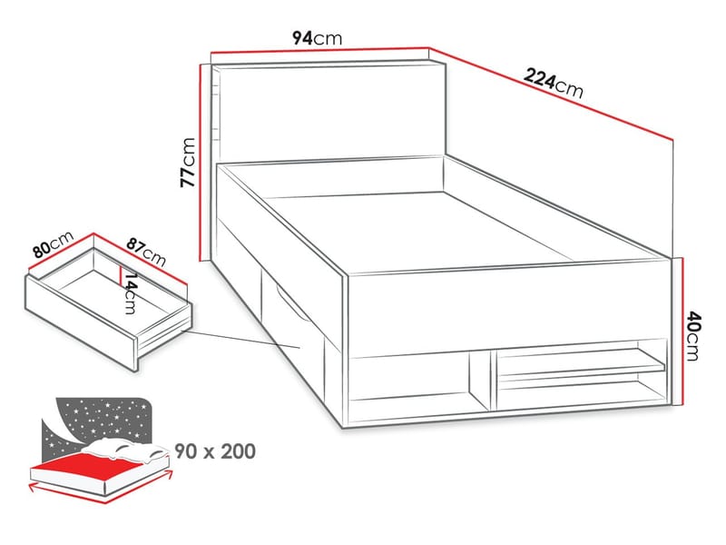 Planeta Sängynrunko 90x200 cm - Huonekalut - Sänky - Sänkykehikot & sängynrungot