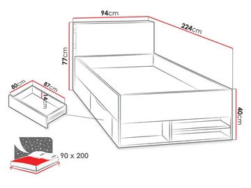 Planeta Sängynrunko 90x200 cm - Huonekalut - Sänky - Sänkykehikot & sängynrungot