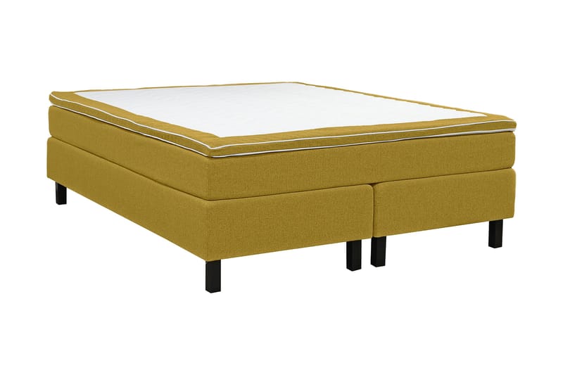Princess sänkypaketti – jenkkisänky 160x200 cm kangasta sängynpäädyllä + petauspatja jäykkyysasteella Medium - Keltainen - Huonekalut - Sänky - Jenkkisängyt