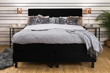 Princess sänkypaketti – jenkkisänky 160x200 cm kangasta sängynpäädyllä + petauspatja jäykkyysasteella Medium - Musta - Huonekalut - Sänky - Jenkkisängyt
