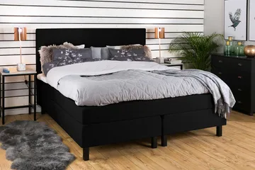 Princess sänkypaketti – jenkkisänky 160x200 cm kangasta sängynpäädyllä + petauspatja jäykkyysasteella Medium - Musta - Huonekalut - Sänky - Jenkkisängyt