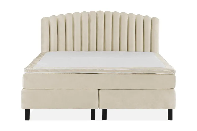 Princess sänkypaketti – jenkkisänky 180x200 cm kangasta sängynpäädyllä + petauspatja jäykkyysasteella Medium, Beige