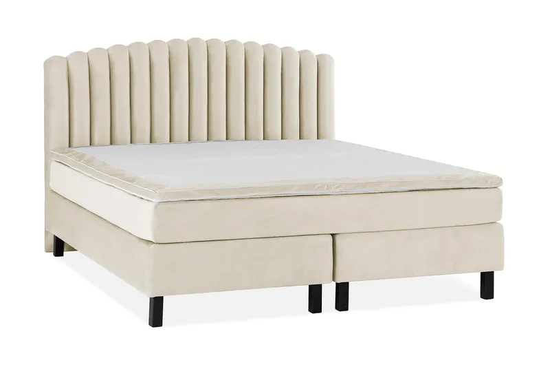 Princess sänkypaketti – jenkkisänky 180x200 cm kangasta sängynpäädyllä + petauspatja jäykkyysasteella Medium - Beige - Huonekalut - Sänky - Jenkkisängyt