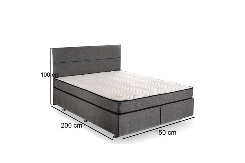 Quarel Bed Paketti Runko Sänky 150x200 cm - Harmaa - Huonekalut - Sänky - Runkopatjasängyt