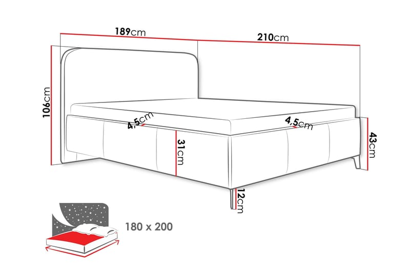 Raher Sängynrunko 180x200 cm - Valkoinen - Huonekalut - Sänky - Sänkykehikot & sängynrungot