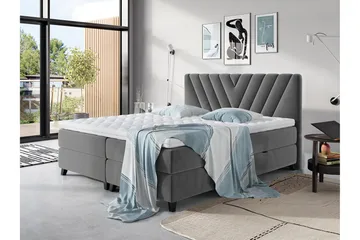 Romanza Sängpaketti Kontinentalsänky 160x200 cm - Harmaa - Huonekalut - Sänky - Sängyt säilytystilalla