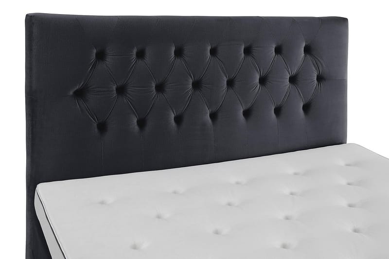Royal Velvet täydellinen sänkypaketti, samettisänky 180x200 cm - Musta, korkeat hopeanväriset jalat - Huonekalut - Sänky - Jenkkisängyt