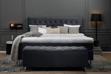 Royal Velvet täydellinen sänkypaketti, samettisänky 180x200 cm - Musta, korkeat hopeanväriset jalat - Huonekalut - Sänky - Jenkkisängyt