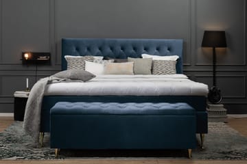 Royal Velvet -täydellinen sänkypaketti 160 x 200 cm - Tummansininen, matalat ruusukullanväriset jalat - Huonekalut - Sänky - Jenkkisängyt