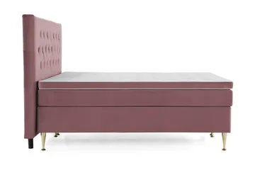 Royal Velvet -täydellinen sänkypaketti 160 x 200 cm - Vaaleanpunainen, korkeat kullanväriset jalat - Huonekalut - Sänky - Jenkkisängyt