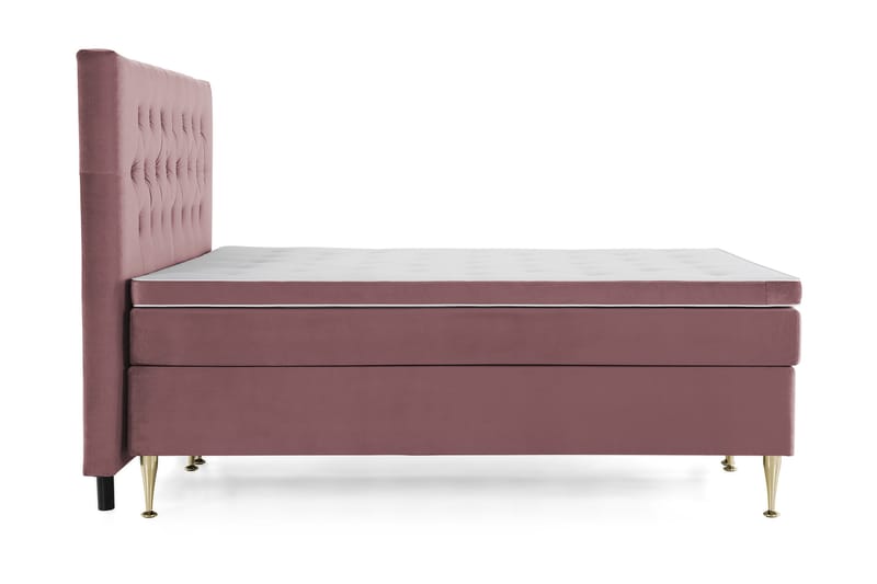 Royal Velvet -täydellinen sänkypaketti 160 x 200 cm - Vaaleanpunainen, korkeat kullanväriset jalat - Huonekalut - Sänky - Jenkkisängyt