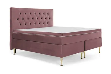 Royal Velvet -täydellinen sänkypaketti 160 x 200 cm - Vaaleanpunainen, korkeat kullanväriset jalat - Huonekalut - Sänky - Jenkkisängyt