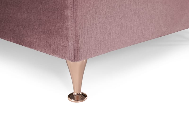 Royal Velvet -täydellinen sänkypaketti 160 x 200 cm - Vaaleanpunainen, matalat ruusukullanväriset jalat - Huonekalut - Sänky - Jenkkisängyt