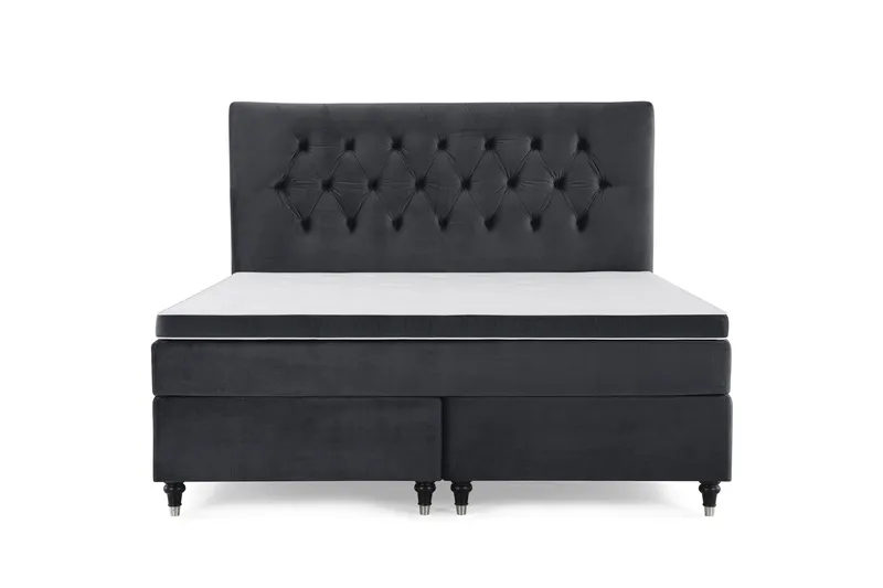 Royal Velvet täydellinen sänkypaketti 160x200 cm, Musta, sorvatut jalat