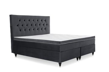 Royal Velvet täydellinen sänkypaketti 160x200 cm - Musta, sorvatut jalat - Huonekalut - Sänky - Jenkkisängyt