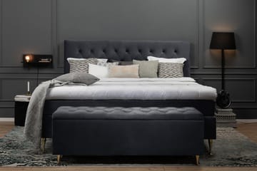 Royal Velvet -täydellinen sänkypaketti 180 x 200 cm - Musta, sorvatut jalat - Huonekalut - Sänky - Jenkkisängyt