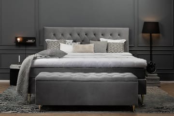 Royal Velvet -täydellinen sänkypaketti 180 x 200 cm - Vaaleanharmaa, korkeat hopeanväriset jalat - Huonekalut - Sänky - Jenkkisängyt