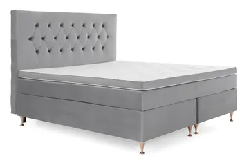 Royal Velvet -täydellinen sänkypaketti 180 x 200 cm - Vaaleanharmaa, matalat ruusukullanväriset jalat - Huonekalut - Sänky - Jenkkisängyt