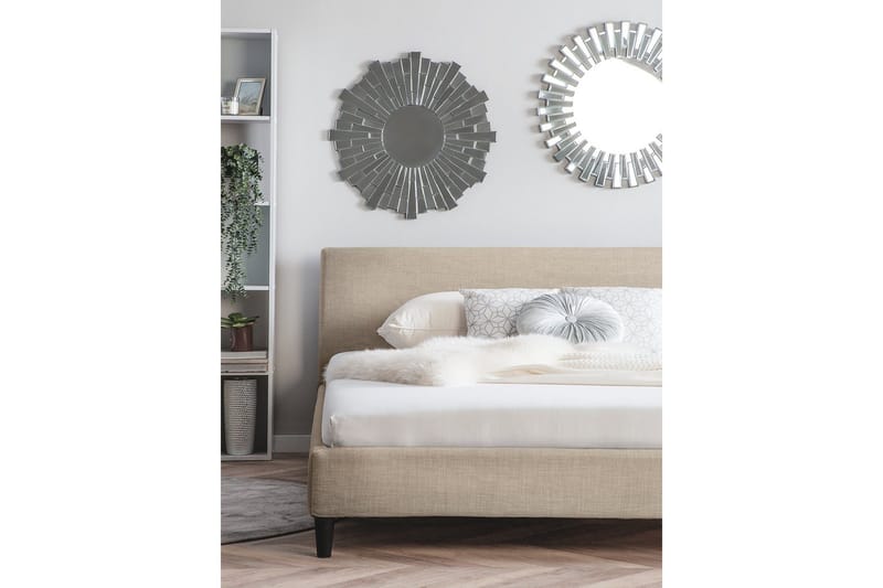 Fitou sängynrunko 160x200 cm kangasta sängynpäädyllä - Beige - Huonekalut - Sänky - Sänkykehikot & sängynrungot