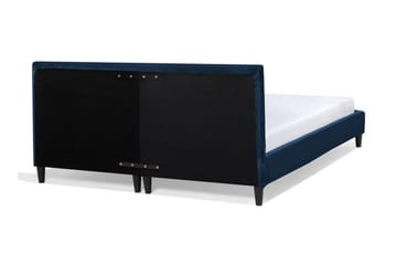 Fitou sänky 160x200 cm sametista sängynpäädyllä ja puurungolla - Sininen - Huonekalut - Sänky - Sänkykehikot & sängynrungot