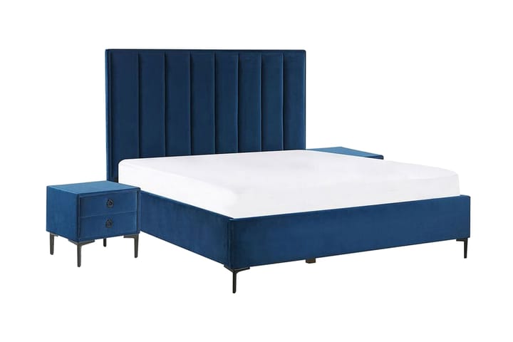 Makuuhuonesetti Parisänky 140x200 cm Tummansininen SEZANNE - Sininen - Runkopatjasängyt - Sänkypaketti