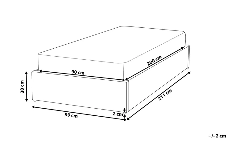 Parivuode Dinan 90x200 cm - Beige - Huonekalut - Sänky - Sänkykehikot & sängynrungot