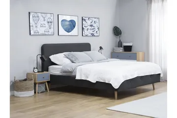 Rennes sängynrunko 140x200 cm pellavaa sängynpäädyllä - Antrasiitti - Huonekalut - Sänky - Sänkykehikot & sängynrungot