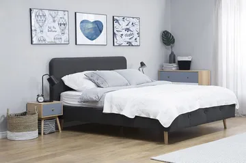 Rennes sängynrunko 140x200 cm pellavaa sängynpäädyllä - Antrasiitti - Huonekalut - Sänky - Sänkykehikot & sängynrungot