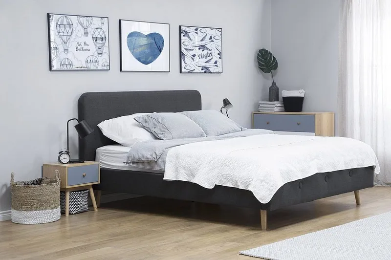 Rennes sängynrunko 140x200 cm pellavaa sängynpäädyllä - Antrasiitti - Huonekalut - Sänky - Sänkykehikot & sängynrungot