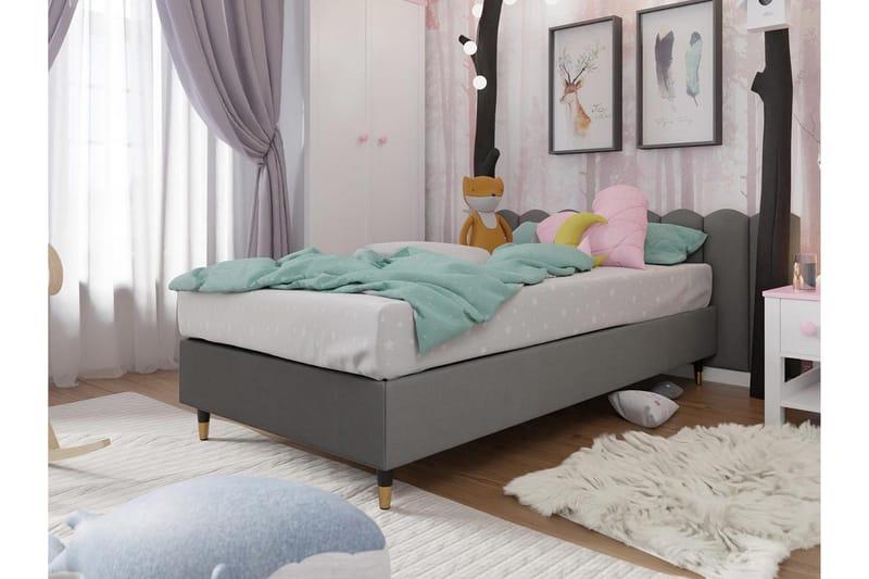 Runkosänky Forenza 120x200 cm - Sametti/Harmaa/Puu/Metalli - Huonekalut - Sänky - Runkopatjasängyt