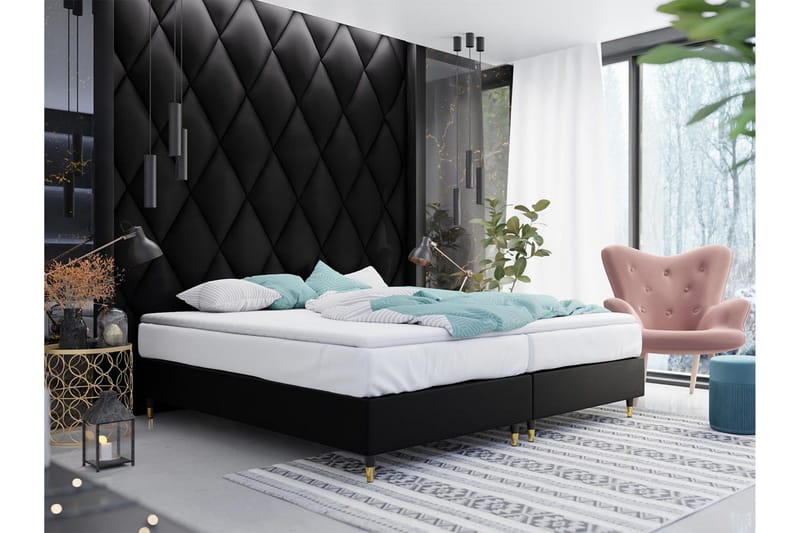 Runkosänky Forenza 140x200 cm - Keinonahka/Tummanharmaa/Puu/Metalli - Huonekalut - Sänky - Runkopatjasängyt