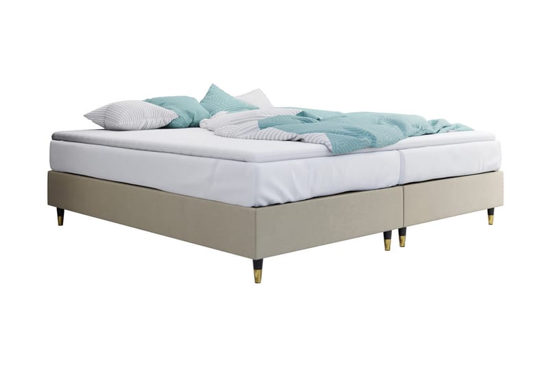 Runkosänky Forenza 140x200 cm, Sametti/Beige/Puu/Metalli