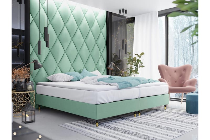 Runkosänky Forenza 140x200 cm - Sametti/V.vihreä/Puu/Metalli - Huonekalut - Sänky - Runkopatjasängyt