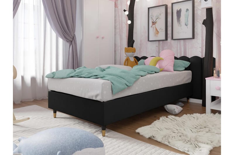 Runkosänky Forenza 80x200 cm - Keinonahka/Tummanharmaa/Puu/Metalli - Huonekalut - Sänky - Runkopatjasängyt