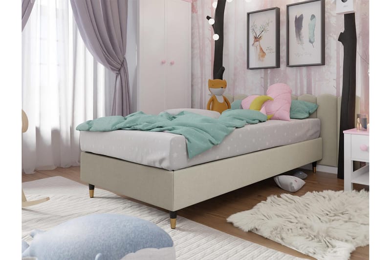 Runkosänky Forenza 90x200 cm - Sametti/Beige/Puu/Metalli - Huonekalut - Sänky - Runkopatjasängyt