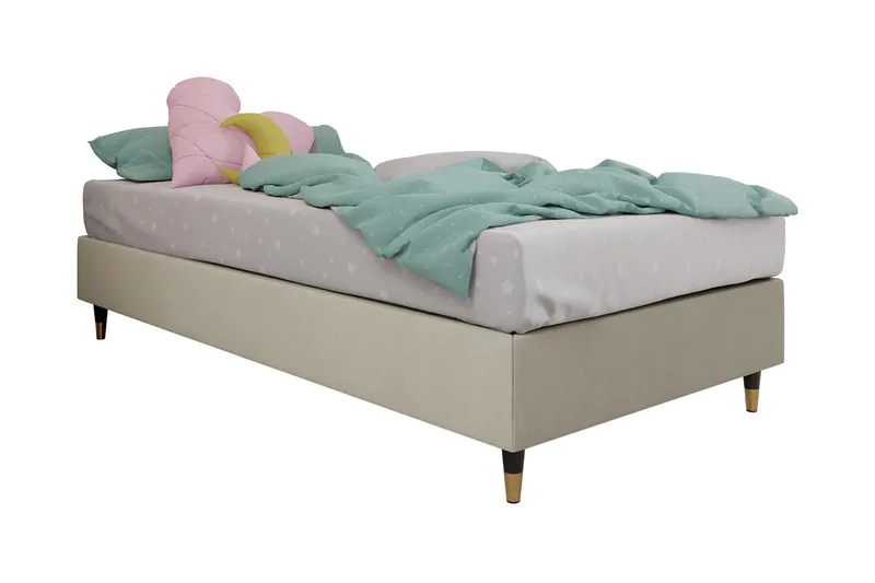 Runkosänky Forenza 90x200 cm, Sametti/Beige/Puu/Metalli