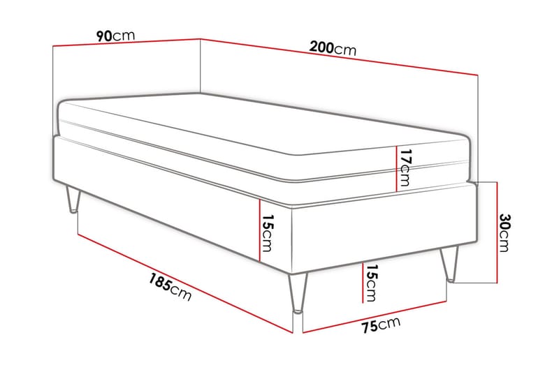 Runkosänky Forenza 90x200 cm - Sametti/Beige/Puu/Metalli - Huonekalut - Sänky - Runkopatjasängyt
