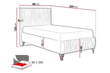 Runkosänky Gortin 80x200 cm - Huonekalut - Sänky - Yhden hengen sängyt