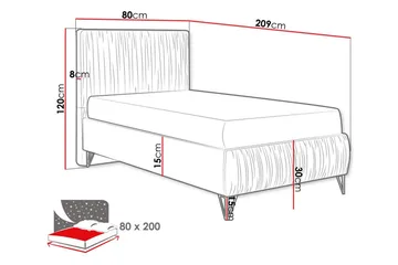 Runkosänky Gortin 80x200 cm - Huonekalut - Sänky - Yhden hengen sängyt