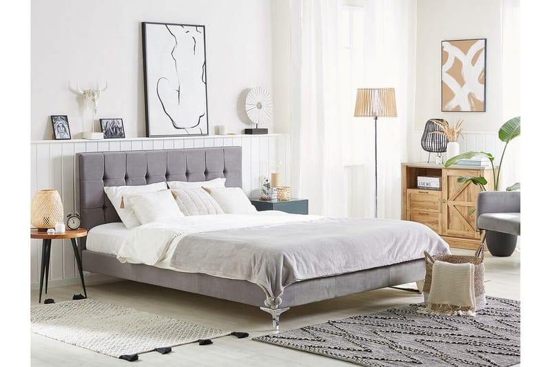 Runkosänky Murette 140x200 cm - Sametti/Harmaa - Huonekalut - Sänky - Runkopatjasängyt