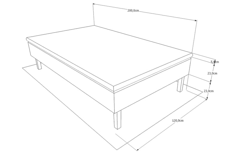 Runkosänky Ystad Perus 120x200 Polyeetteri - Runkopatjasängyt