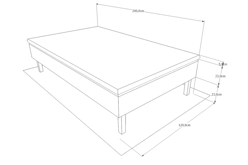 Runkosänky Peak 120x200 - Ancona Harmaa - Huonekalut - Sänky - Yhden hengen sängyt