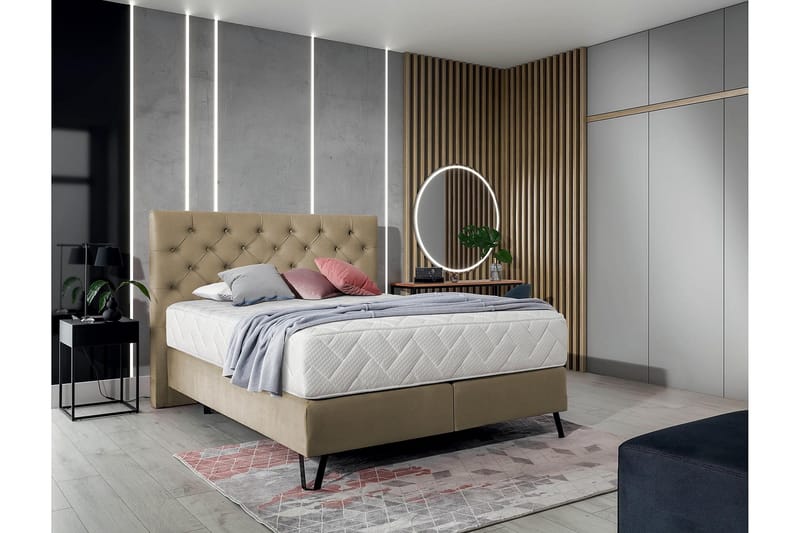 Sänkypaketti Runkosänky Kazuto 140x200 cm - Beige - Huonekalut - Sänky - Runkopatjasängyt