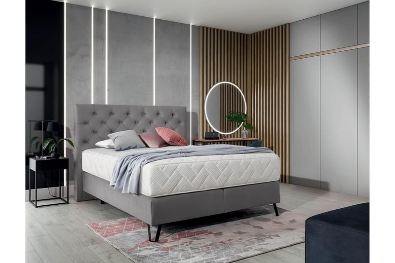 Sänkypaketti Runkosänky Kazuto 140x200 cm - Harmaa - Huonekalut - Sänky - Runkopatjasängyt