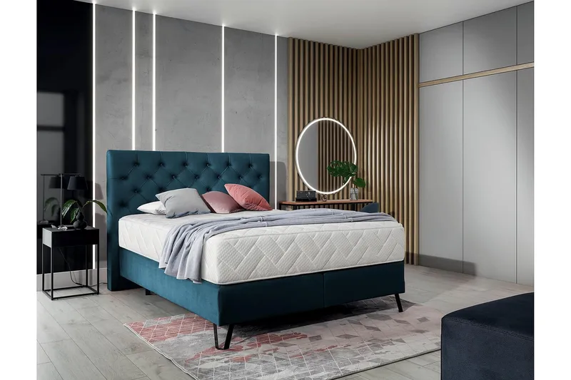 Sänkypaketti Runkosänky Kazuto 140x200 cm - Sininen - Huonekalut - Sänky - Runkopatjasängyt