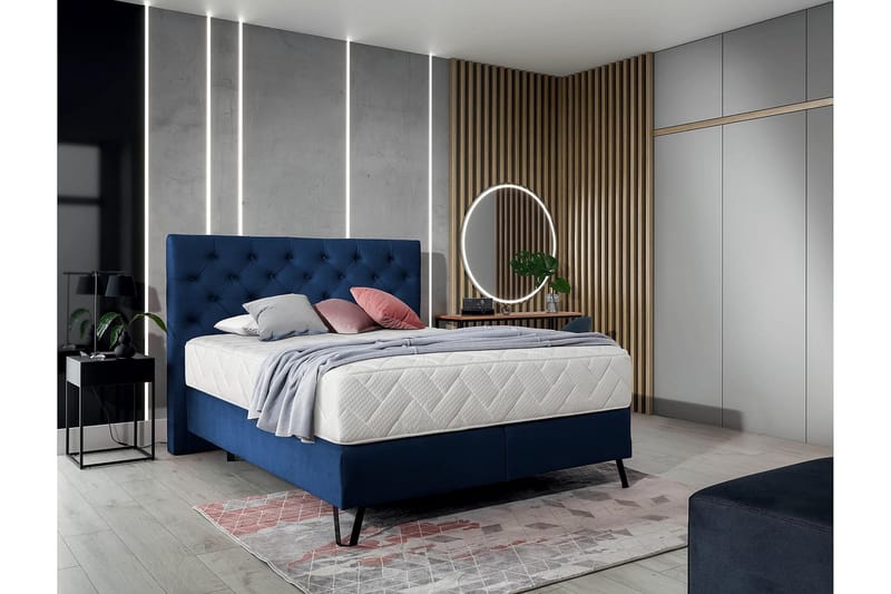 Sänkypaketti Runkosänky Kazuto 140x200 cm - Tummansininen - Huonekalut - Sänky - Runkopatjasängyt