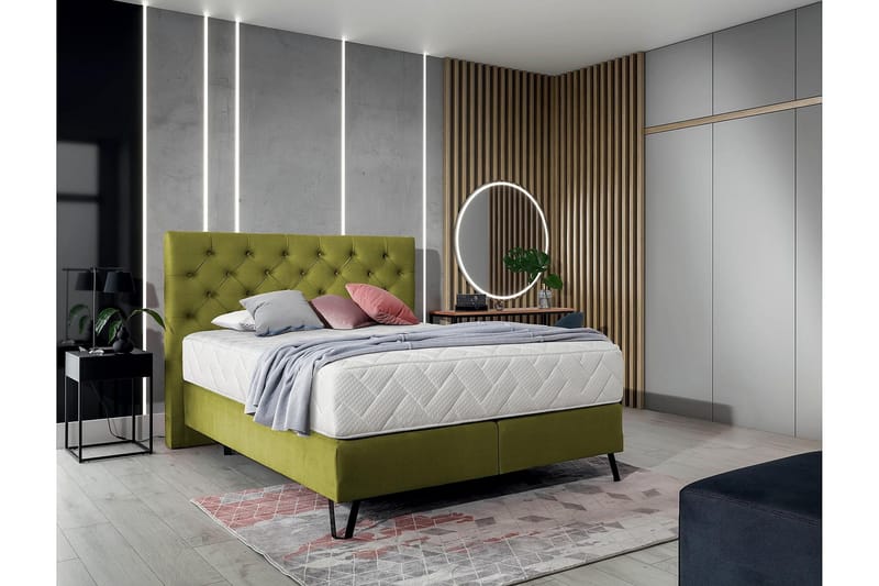 Sänkypaketti Runkosänky Kazuto 140x200 cm - Vihreä - Huonekalut - Sänky - Runkopatjasängyt