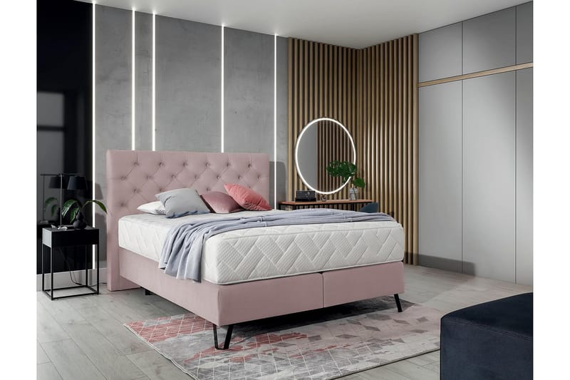 Sänkypaketti Runkosänky Kazuto 160x200 cm - Vaaleanroosa - Huonekalut - Sänky - Runkopatjasängyt