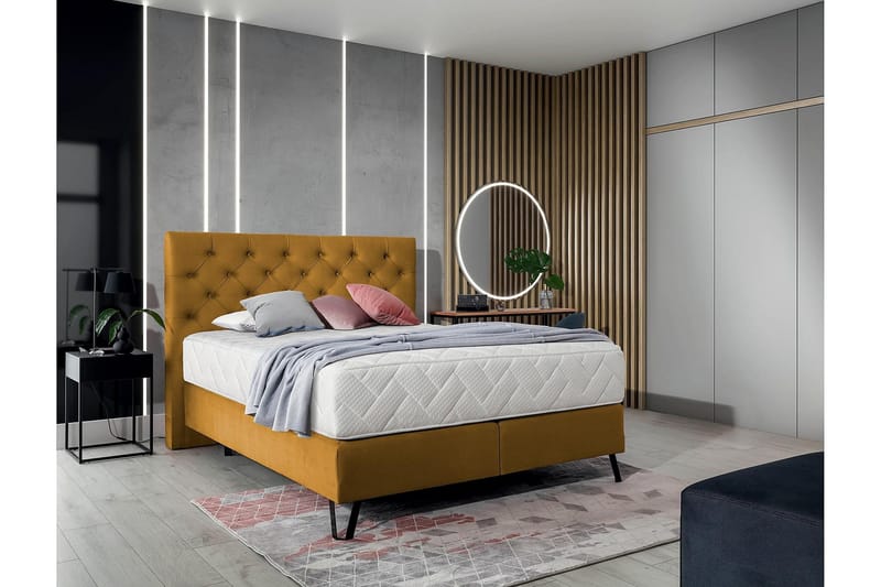 Sänkypaketti Runkosänky Kazuto 180x200 cm - Oranssi - Huonekalut - Sänky - Runkopatjasängyt